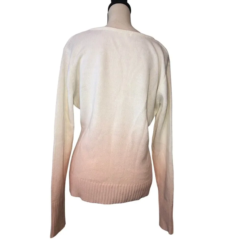 Venus Love Graphic Knit Sweater Size L Pink Cream Ombre Coquette Y2K Valentine